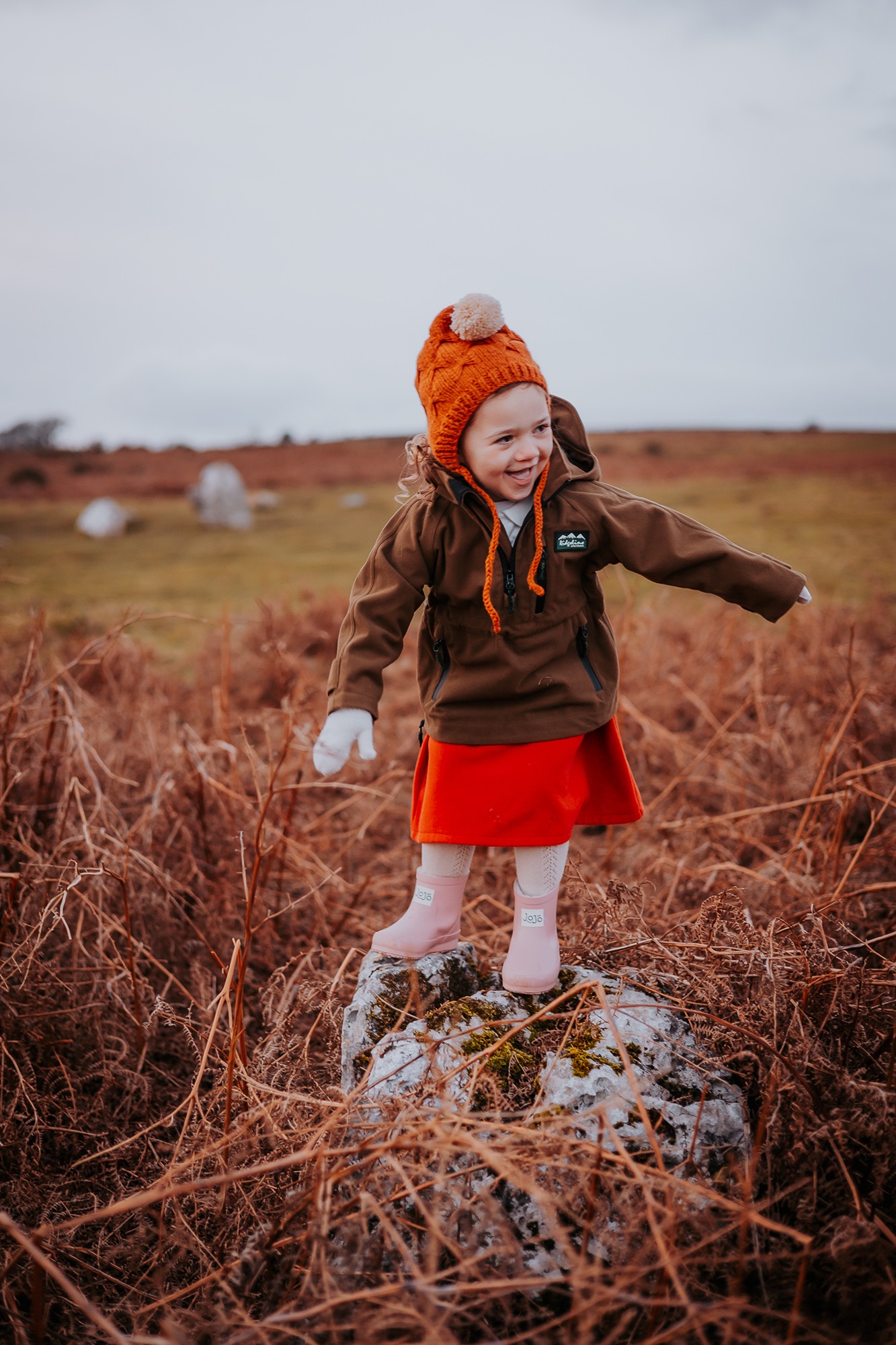 3 year old portrait of little girl on Birkrigg common, near Ulverston