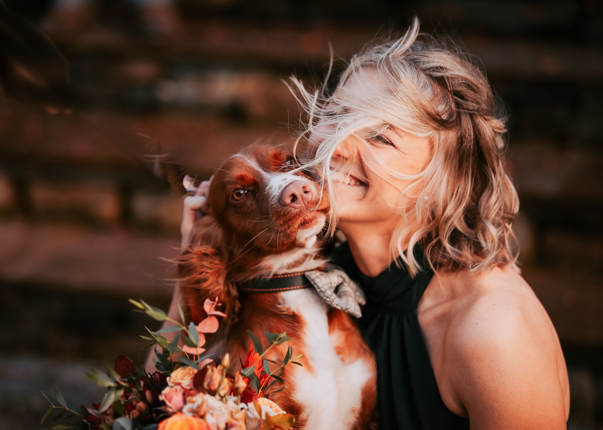 Small dog at dog friendly wedding venue, Town Head Estate, Windermere, Lake District