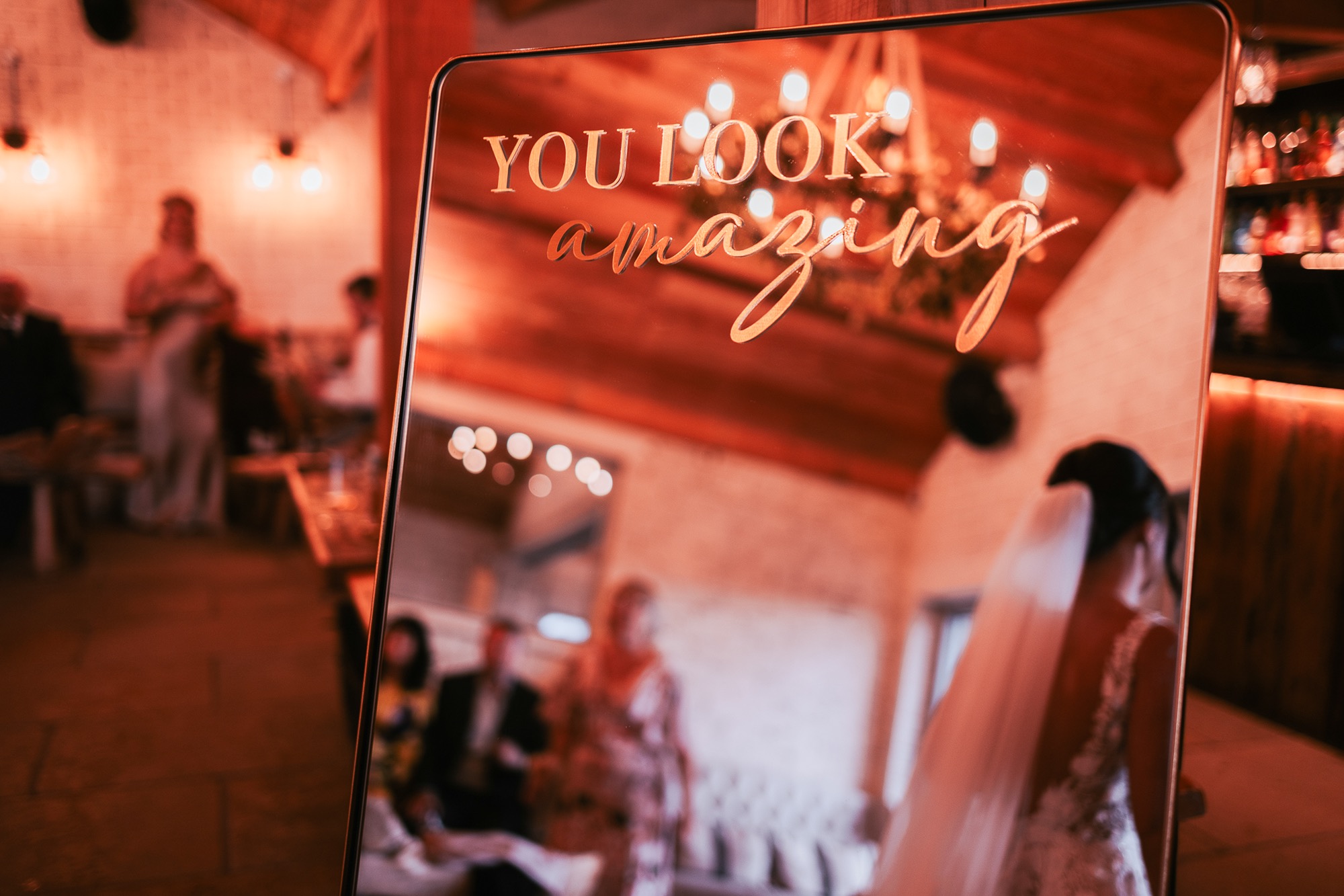 You look amazing mirror at Eden Barn wedding venue