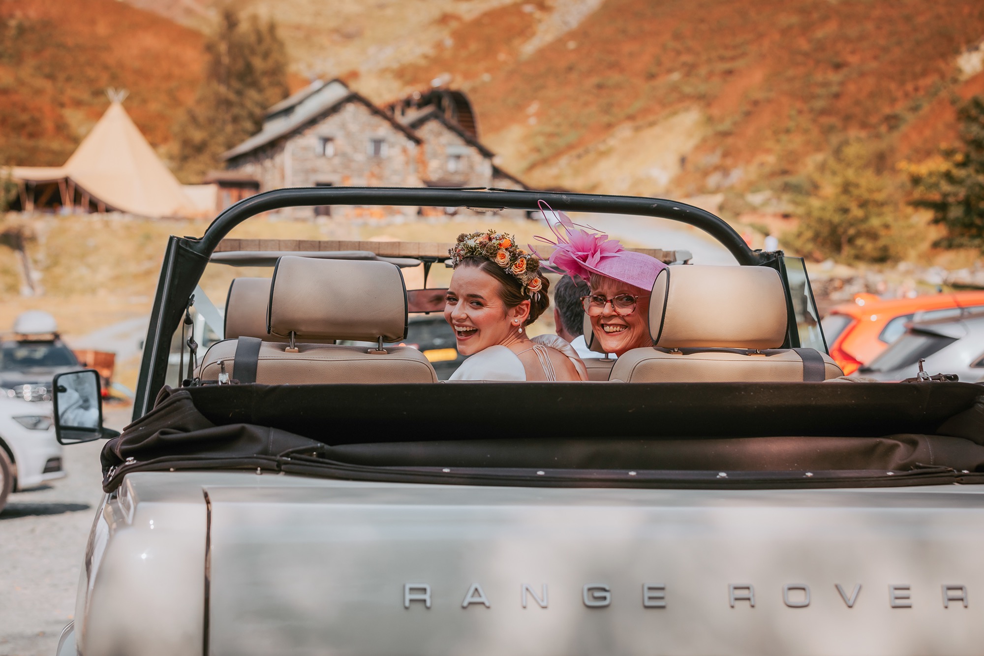 Mother and Daughter travel to Coniston Coppermines in Vintage Land Rover soft-top