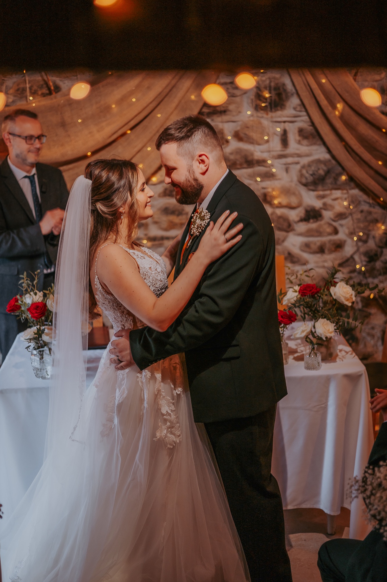 Look of love, as bride and groom seal the deal with a kiss