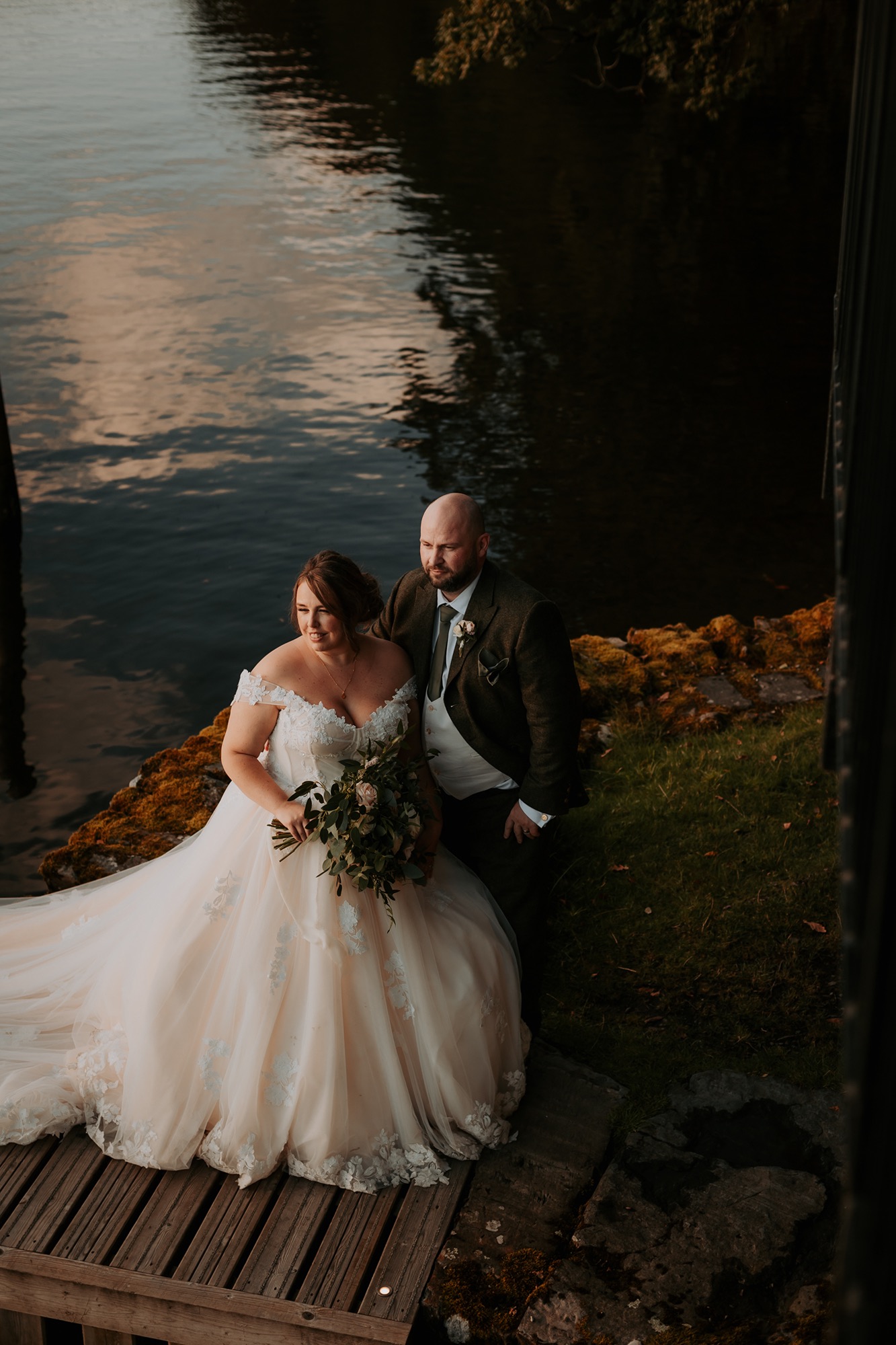 Newly-weds enjoy a quite moment near Town Head Estates private jetty