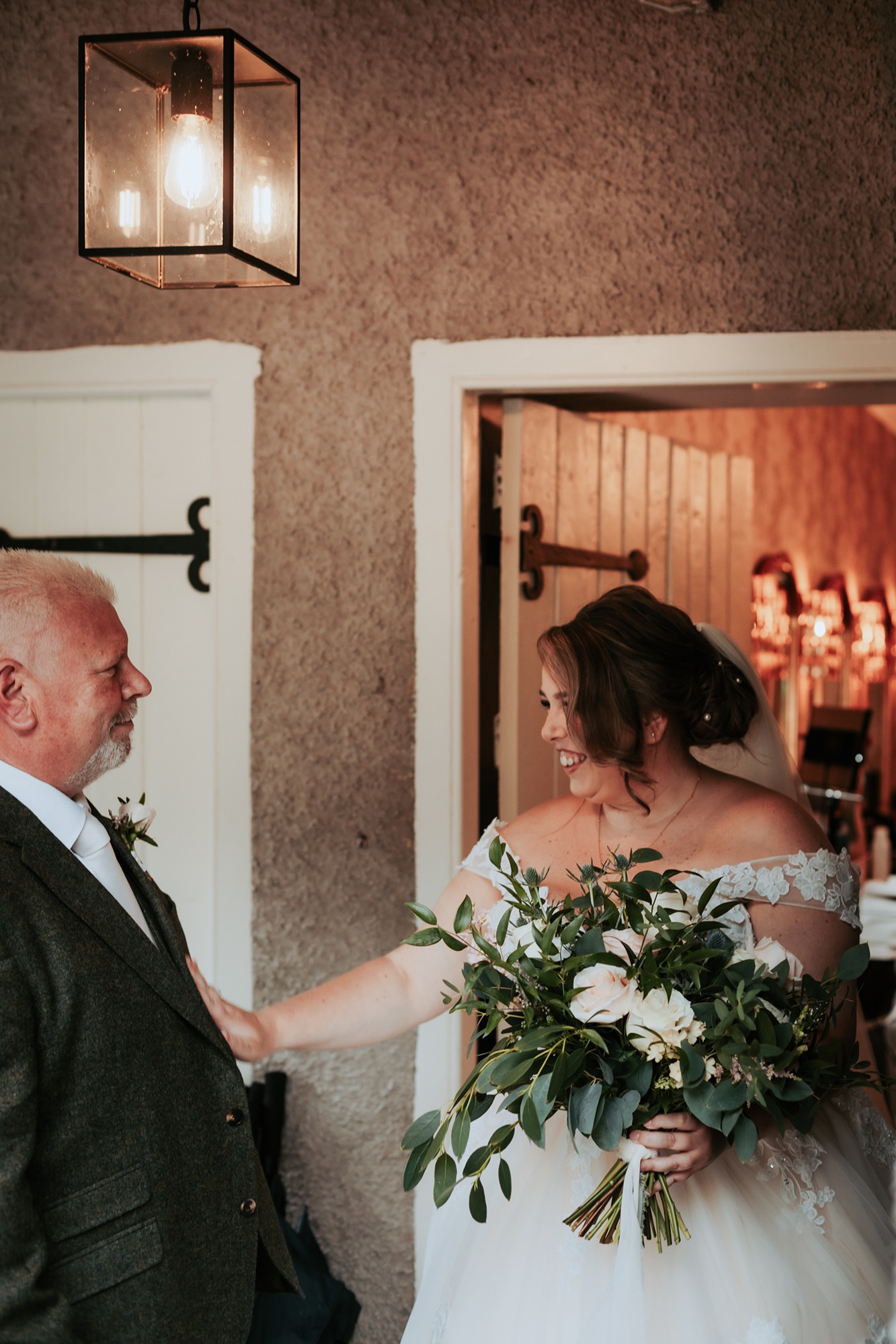 Bride and dad first look Town head eastate