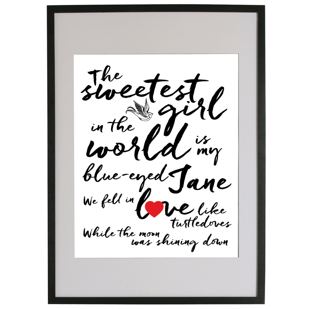 Personalised song lyric poster