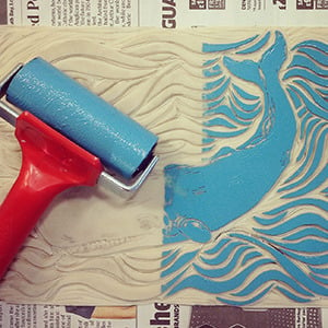 Fabric paint on stamp