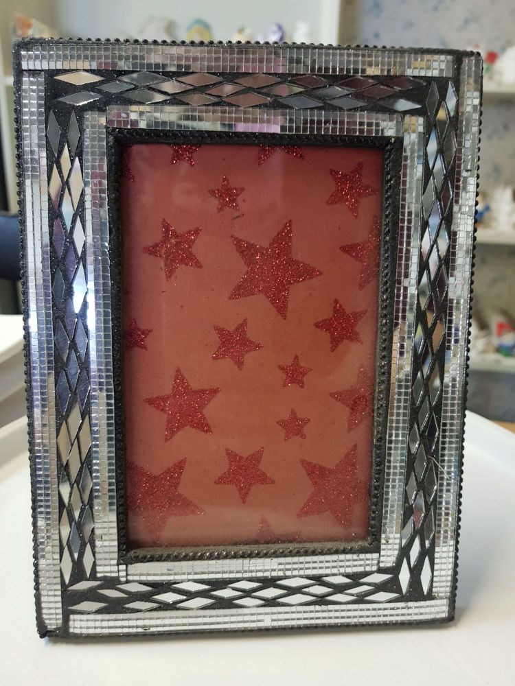 Silver mirrored mosaic picture frame