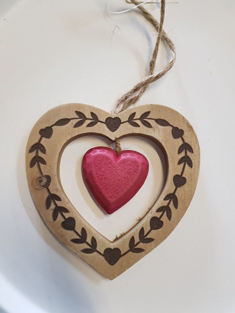 Wooden hanging heart