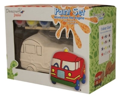 Pottery painting kit - Fire engine money bank