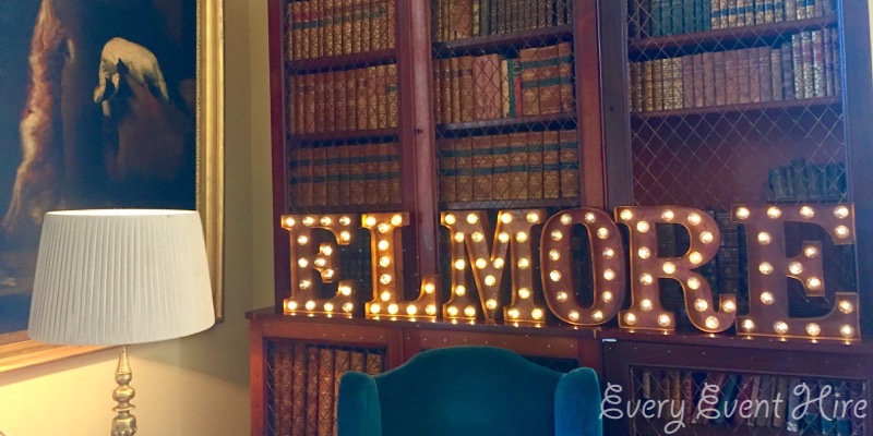 Rustic illuminated letters at Elmore