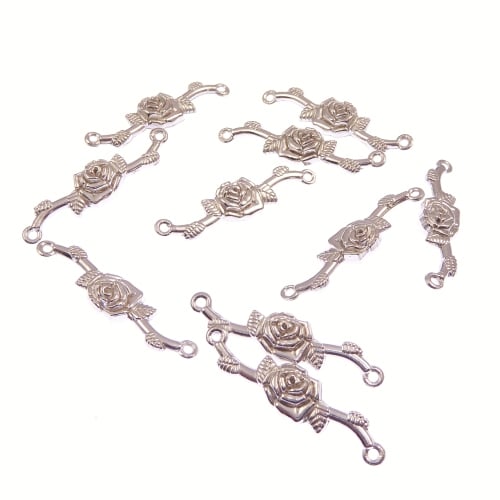 10 x rose & leaf pater our father connectors
