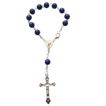 Dark blue rosary beads one decade car auto rosary with clasp 7mm beads