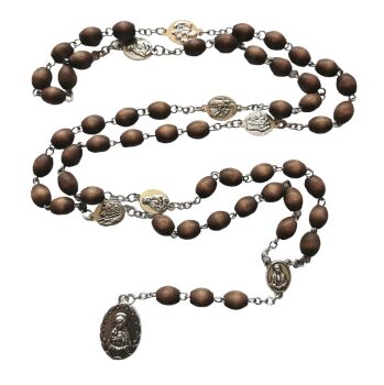 Seven sorrows rosary beads brown wood sorrowful mother Catholic prayer