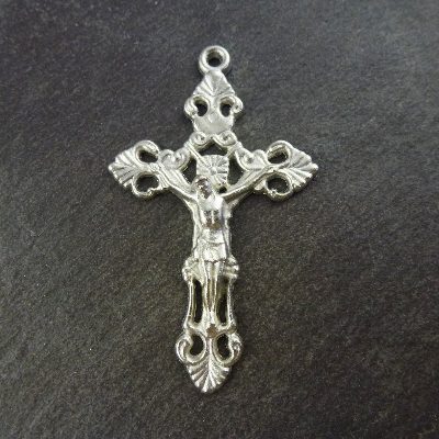 Silver metal decorative crucifix 5cm - wholesale