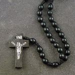 Black wooden cord rosary - 38cm