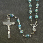 Blue faceted acrylic 6mm rosary iridescent beads 49cm length