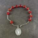Red bead rosary bracelet with Miraculous medal