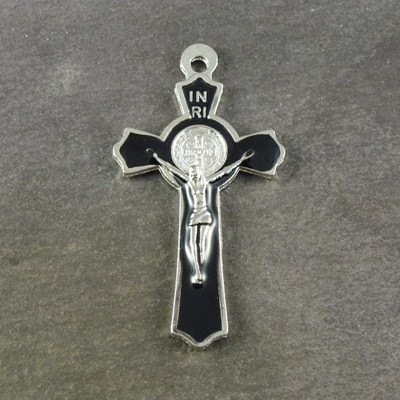 5cm black St. Benedict cross with raised Jesus