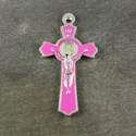 5cm pink St. Benedict cross with raised Jesus