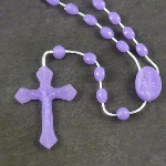 Purple plastic basic oval rosary beads 42cm length