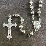 Silver colour metal 44cm length our lady center rosary beads