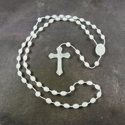 Glow in the dark plastic basic oval rosary beads 42cm length