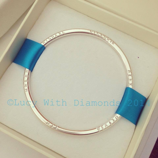 Heavy personalised name bangle in sterling silver