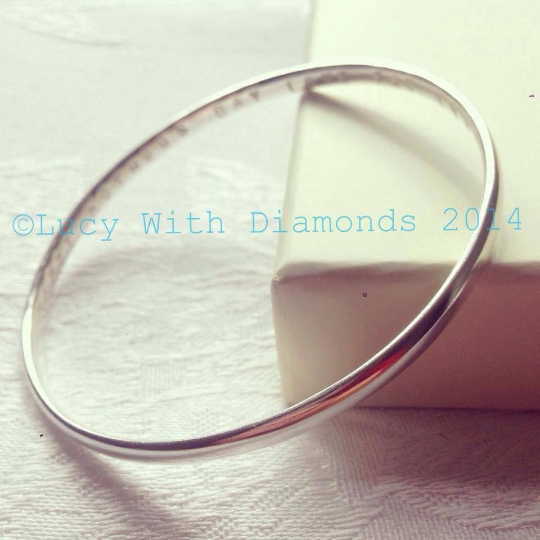 Polished sterling silver bangle, can be personalised