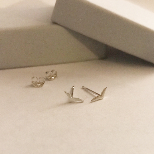 Silver little bird stud earrings seagull studs coastal jewellery