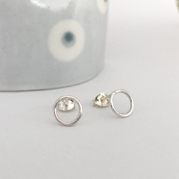 Circle stud earrings in polished finish loop earrings