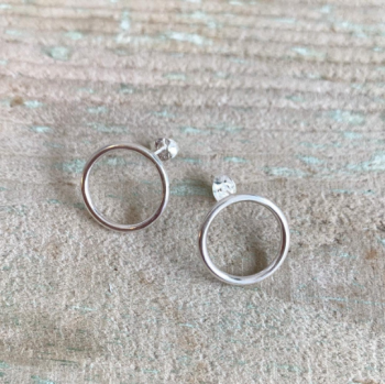 Large circle stud earrings in sterling silver
