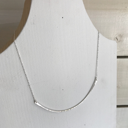 Hammered finish bar necklace, bib necklace, contemporary necklace