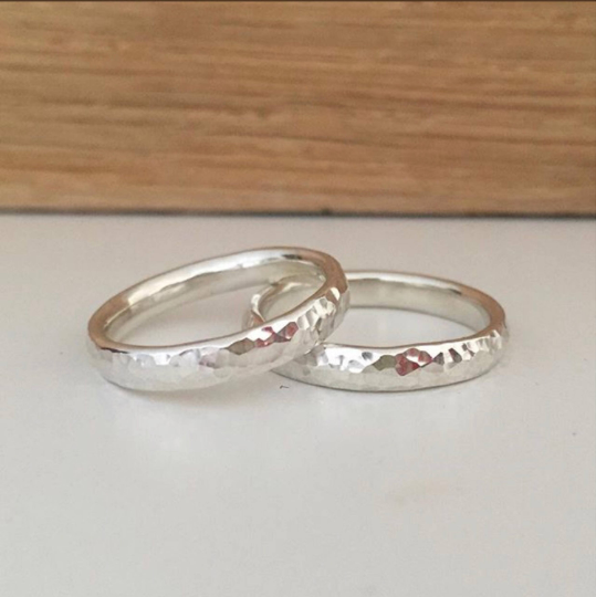 Hammered silver ring 3mm plain hammered ring can be personalised name ring