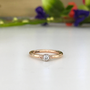 9ct Rose Gold 0.10ct diamond ring with beaded details delicate engagement ring