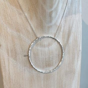 Large hammered circle necklace