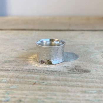 Wide hammered texture ring 