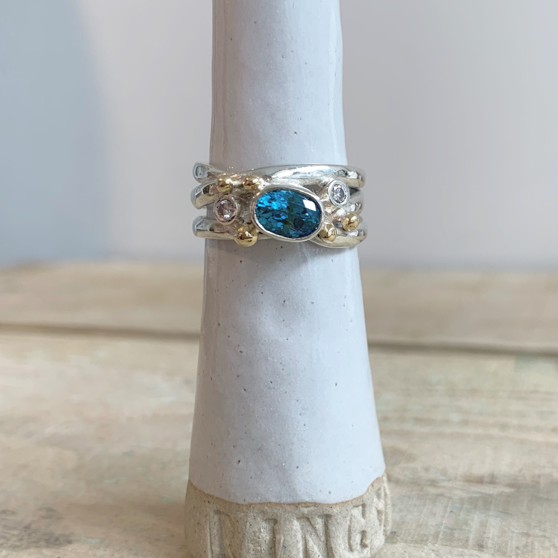 Remodelled London Blue Topaz and Diamond Dress Ring 
