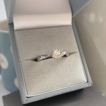 Palladium and Diamond Wave Engagement Ring