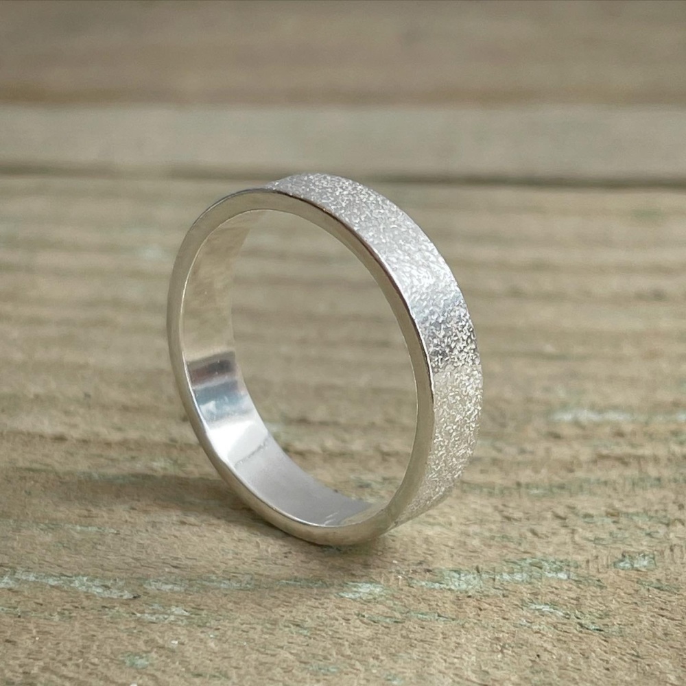Sand texture silver ring 