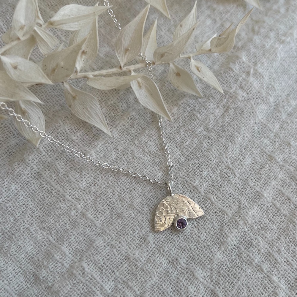 Amethyst floral bud necklace in silver