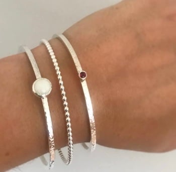 Beaded sterling silver bangle 