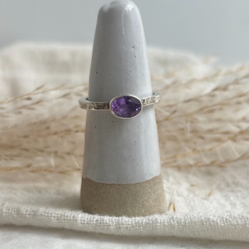 Amethyst silver stacking ring