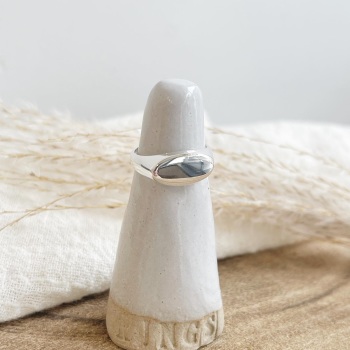 Contemporary oval sterling silver signet ring