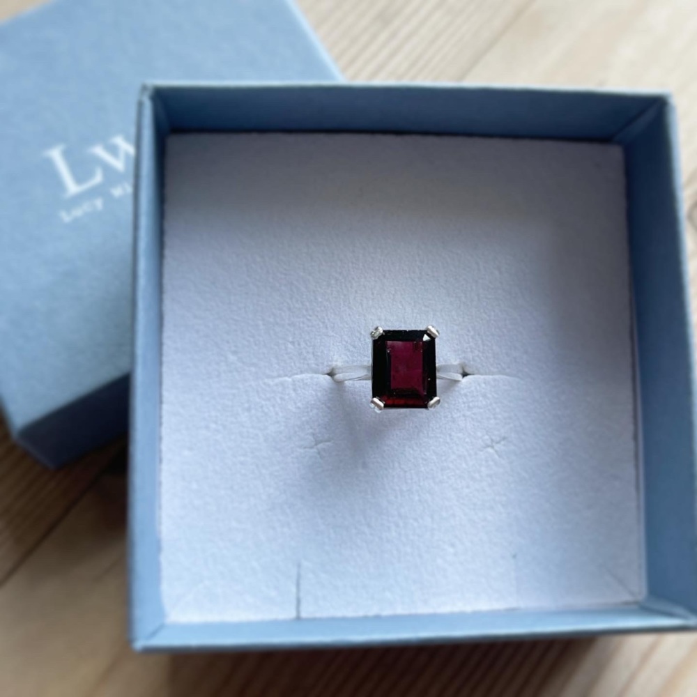 Octagon garnet set in sterling silver