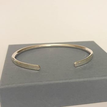 Cuff bangle in hammered finish sterling silver