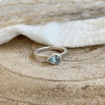 Blue Topaz pear shaped stacking ring