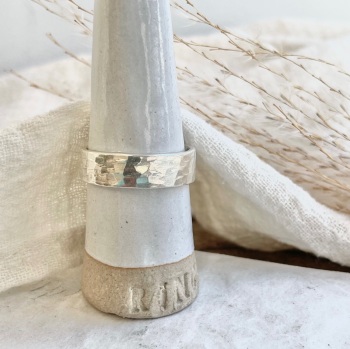 Wide Horizontal Texture Sterling Silver Ring