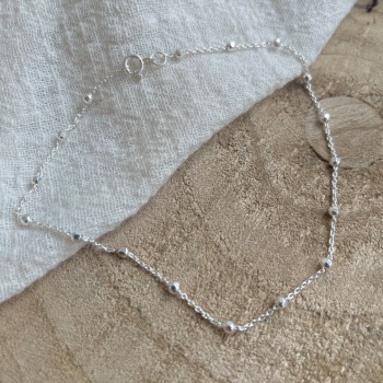 Beaded anklet chain in sterling silver