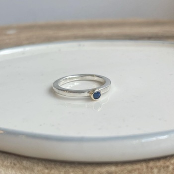 Sapphire sterling silver and 9ct yellow gold stacking ring