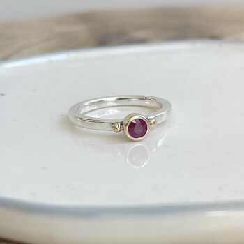 Ruby Ring In Sterling Silver And 9ct Yellow Gold