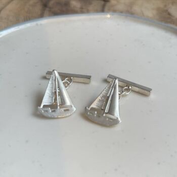 Sailing Boat Cufflinks In Sterling Silver
